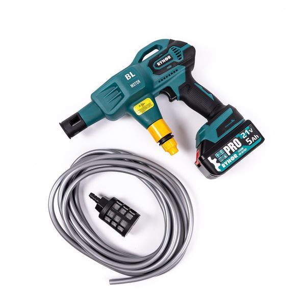 Акумуляторна міні-мийка Rynor ​​RW21 PRO (21V 5Ah) Безщіткова ручна мийка Райнор 40 бар з 2 АКБ для авто RW 21 PRO фото