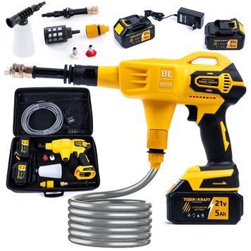 Акумуляторна міні-мийка TigerKraft WSH 28PRO (21V, 5Ah) Безщіткова мийка Тайгеркрафт 40 бар з насадками та двома АКБ WSH 28 PRO фото