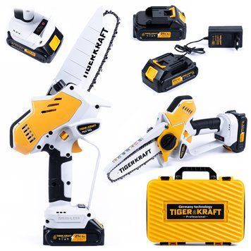 Акумуляторна міні-пила TigerKraft PS22 PRO (21V, 4Ah) Безщітковий веткоріз Тайгеркрафт 15 см з 2 АКБ в кейсі PS22 PRO фото