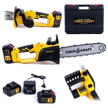 Акумуляторна пила TigerKraft TG18 PRO (21V 5Ah) Безщіткова АКБ пила Тайгеркрафт з шиною 30см для дачі TG18 PRO фото
