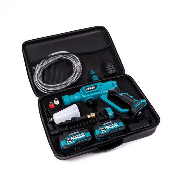 Акумуляторна міні-мийка Rynor ​​RW30 PRO (21V 5Ah) Безщіткова АКБ мийка Райнор 40 Бар з насадками та дисплеєм у кейсі RW 30 PRO фото