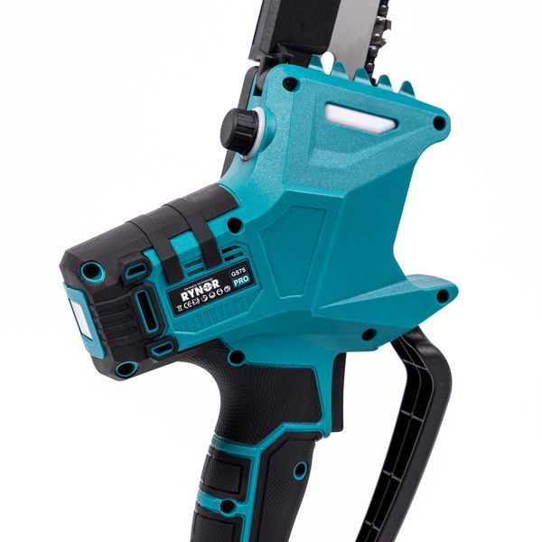 Акумуляторна ланцюгова міні-пилка Rynor ​​GS 75 PRO (21V, 4Ah) Безщіткова пила Райнор з шиною 20см і 2 АКБ для гілок GS 75 PRO фото